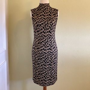 NWOT. St. John Evening Black and Gold Turtle Neck Dress